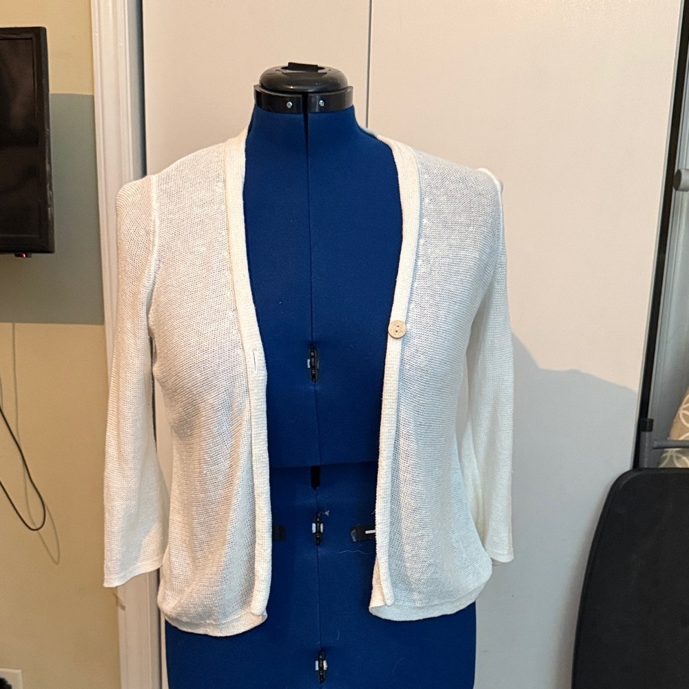 J. Jill Lightweight Linen Blend Cardigan Petite S